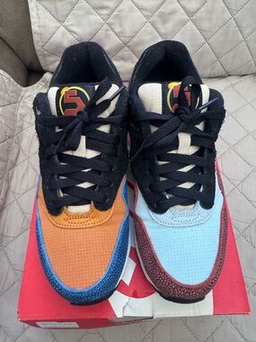 Nike Air Max 1 GS Black with Orange and Pink Accents